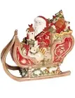 Retired 2008 Fitz & Floyd Damask Bellacara Santa Sleigh Large Cookie Jar 63-443