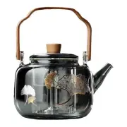 Glass Teapot Kettle 1L with Tea Strainer for Hiking