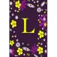 L: Pretty Initial Alphabet Monogram Letter L Ruled Notebook. Cute Floral Design - Personalized Medium Lined Writing Pad,