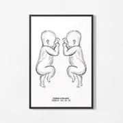 [Namly Design] Personalised Poster - Twin Birth Sketch