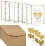 iewrtcin Pack of 8 DIY Scratch Cards with Seal Stickers, Kraft Paper Envelopes, and Heart Shape Scratch Film, Scratch Cards for Congratulations Card, Postcard for Birthday, Valentine's Day