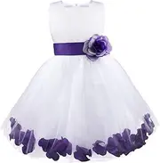 [FEESHOW] Kids Girls Bowknot Petals Flower Dress Wedding Bridesmaid Formal Party Princess Dress Ball Gowns