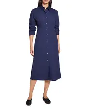 Theory A-Line Midi Dress in Sleek Poplin