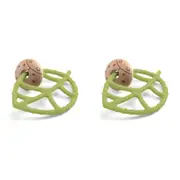 2x Djeco BabyGreeni Wooden Silicone Teether 12cm Baby/Kids Sensory Teething 0m+