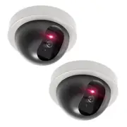 Dummy Fake Security CCTV Dome Camera with Flashing 2 Count (Pack of 1) White