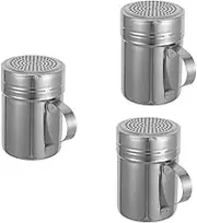 3pcs Stainless Steel Canister Fine Mesh Strainer Round Flour Strainer Seasoning Jar Flour Container Sugar Shaker Duster