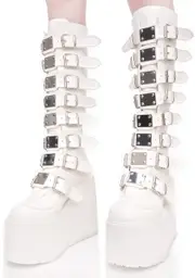 [Dolls Kill x Demonia] White Trinity Boots