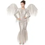 萬聖節服裝大人女 天使服 銀灰色天使裝 中世紀僵屍天使服 萬聖節服裝 翅膀制服