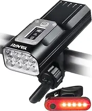 YANRI 8 LED 2000 Lumen Bike Lights, Ultra Bright Bike Headlight with Battery Display, 10000 mAh USB-C Rechargeable Bicycle Light, Mountain Road