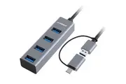 mbeat 4 Port USB 3.0 Hub with 2-in-1 USB 3.0 & USB-C Converter (MB-CU3H-4G)