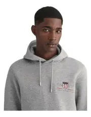 [Gant] Medium Archive Shield Hoodie in Grey Melange