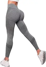 [Generic] Yoga Pants for Women Tummy Control Athletic Solid Color Sexy Trousers Regular & Plus Size, Dark Gray, Medium