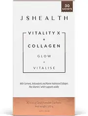 JSHealth Vitamins Vitality X + Collagen - Beauty Powder Supplement Sachets with Aloe Vera Silica and Vitamins C & E to Nourish Hair Skin and Nails (30 Sachets)