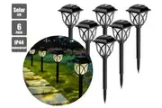 6pk LED Solar Garden Lights Outdoor Pathway Patio Spike Torch Light Landscape Lighting Water-ripple Waterproof