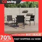 Garden Dining Set Black 5 Piece Textilene Steel Comfortable Outdoor 7042