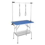 Foldable Stainless Steel Grooming Table with Adjustable Arms & Non-Slip Surface
