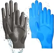 2 Pairs Reusable Safe Silicone Gloves for Resin Casting Projects, Soft Flexible Silicone Gloves Jewelry Making Epoxy Gloves Resin DIY Crafts Mitten Crystal Epoxy Casting Gloves (Black, Blue)