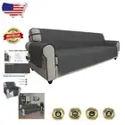 Dark Gray Non-Slip Couch Cover for 4 Cushion Sofa - Machine Washable & Durable