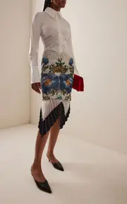 [S.S.DALEY] Edith Pleated Silk Midi Skirt