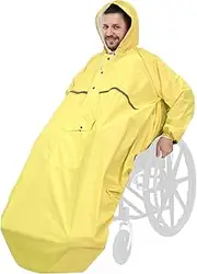 [ANYOO] Waterproof Wheelchair Poncho Cover with Sleeves, Lightweight Rain Poncho Cape Shield with Elastic Bands Provides Dry Protection for Wheelchairs, One Size