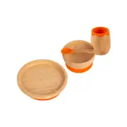 Tiny Dining 4pc Round Bamboo Suction Baby Feeding Set