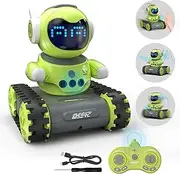 DEERC RC Robot Toys for Kids 5-7,Walkie Talkie Remote Control Emo Robot W/Gesture Sensing,16 LED Eyes,Auto Demo,Music,Flexible Head & Arms,Rechargeable RC Toys Xmas Birthday Gifts for Boys Girls