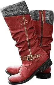 [Lausiuoe] Boots For Women Knee High Wide Width Cowboy Boots Cowgirl Western Pointed Toe Wide Calf Fashion Classic Boot