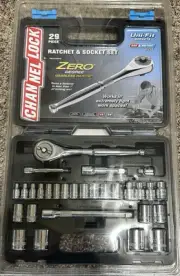 Channel Lock 29 PC Ratchet & Socket Set New SAE & Metric 1/4 & 3/8 Drive