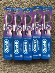 5X: Oral B Pro-Flex w/ Stain Eraser Toothbrush - Soft & medium- Assorted Colors