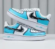 Nike Custom Air Force 1 Teal Cartoon Shoes Black Drip Swoosh Purple Mens Womens