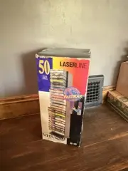 Vintage Laserline 50 VHS DVD Disc Tape Tower Storage Rack In Box