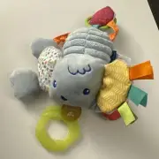 New Infantino Blue Plush Elephant Pull Baby Toy Jittery Pal Teether J6