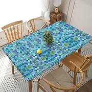 5 Foot Rectangle Elastic Fitted Tablecloth, Waterproof Edged Great for Picnic Party Outdoor Patio,Stone Pattern