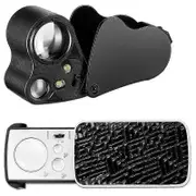 2 Pieces Jewelers Loupe 30X 60X 90X Illuminated Jewelers Eye Loupe Magnifier Portable Jewelry Loupe Magnifier black