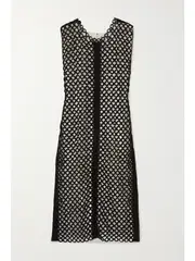 [PARTOW] PARTOW - Dree Two-tone Crocheted Midi Dress - Black - M/L M/L Black
