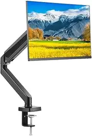 Single Monitor Mount, 13-32 Inch Screen Support, Gas Spring Arm, 9.1 kg Capacity, VESA Mount with C-Clamp/Grommet Base