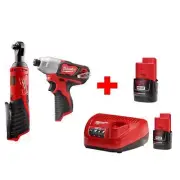 Milwaukee Cordless Ratchet 3/8" Ratchet and 1/4" Impact Combo Kit 12V (2-Tool)