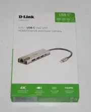 New D-Link DUB-M520 5-in-1 USB-C Hub with HDMI Ethernet Power Delivery Silver 4K