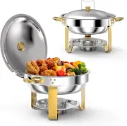 Bestbless Chafing Dishes for Buffet Set of 2, 5QT round Chafing Dishes for Bu...