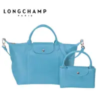 在飛比找蝦皮購物優惠-Longchamp Le Pliage 小羊皮短把折疊中型水