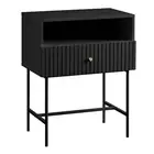 Sarantino Cecil Slender Fluted Bedside Table In Black luxury,mdf Bedside Tables