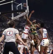 Seattle SuperSonics Gus Williams in action shot vs Washington Bull- Old Photo