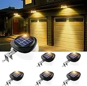 JSOT Solar Gutter Lights,2022 Upgrade Solar Garden Lighting Outdoor Waterproof for Outside Landscape Fence Lights Wall Backyard Porch Patio Driveway Deck Stairs (Warm Light,6 Lighting)