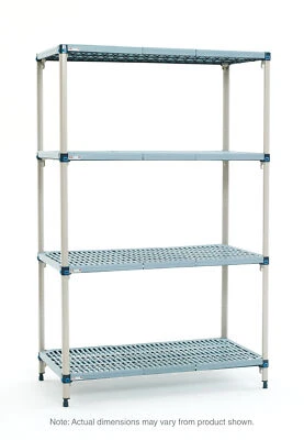 MetroMax Q MQ-182474G-S-4 4-Shelf Plastic Industrial Shelving Starter Unit, 18"