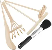 Kisangel Pcs Set of Mini Zen Garden Rakes Handmade Sand Painting Tools Table Rake Decorative for DIY Craft and Japanese Style Garden