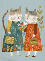 [Namly Design] Poster - Whimsical Cat Duo
