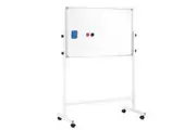 Double Sided Magnetic Whiteboard Interactive Mobile White Board Dry Erase Stand Casters Adjustable Height 90cmx60cm