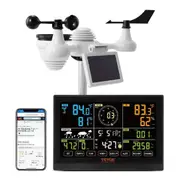 7-in-1 Wi-Fi Weather Station, 7.5 in Color Display, Home Weather Station Indoor Outdoor, with Solar Wireless Outdoor Sensor Alarm Alerts, for Temperature Humidity Wind Speed/Direction