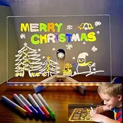 LED Note Board with 7 Colors Pen, 2025 Upgrade Glowing Acrylic Message Marker Board with Light, Light Up Dry Erase Board with Stand, Glow Memo Letter Note Glass Clear Board (15 * 15cm) (S) (Clear)