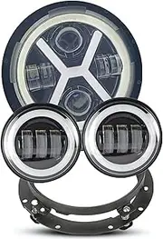 Motorcycle Headlights Motorcycle Headlight For Motorcycle For Road King with 4.5 Inch Led Passing Lamps Fog Lights + Bracket Mounting Ring 80w 7" Led Headlight Projector